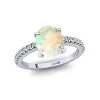 Etiopski Opal prsten, Dijamantni zaručnički prsten, čvrsto zlatno prsten za rođenje, poklon za djevojku, Obećani