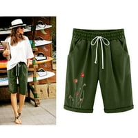 Baocc kratke hlače za žene cvjetni otisak ljetni otisci s visokim strukom pamučne hlače plus kratke hlače za vezanje
