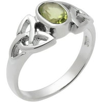 Ženski peridot sterling srebro polirani keltski čvor modni prsten, zeleni