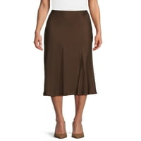 Vremena i tru ženska satenska midi suknja sa bočnim prorezom, veličine xs-xxxl