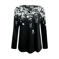 FIMKAUL Ženske košulje zima jesen plus veličina dugih rukava casual vrhovi modni cvjetni print v vrat pritisnut