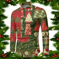 Jubilarne muške jesensko-zimske božićne košulje s printom dugih rukava, svečane, zabavne, s posebnom atmosferom