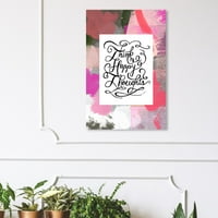 Tipografija i citati na zidnim umjetničkim otiscima na platnu sretne misli na platnu, inspirativni citati i izreke-ružičasta,