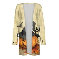 Yubatuo Halloween Cardigan za žene dugi rukavi Otvoreni prednji meka rupa plus veličina bluza s džepovima