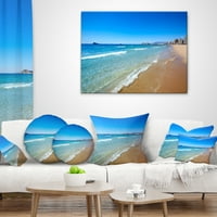 Designart Benidorm Poniente plaže valovi - jastuk za bacanje mora - 18x18