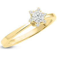 Zaručnički prsten od dijamantnog cvijeta od žutog zlata za žene