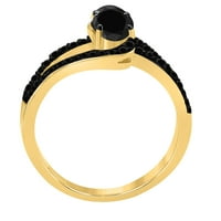 Aonejewelry 2. Ct. Ovalni oblik crni dijamantni prsten izrađen u 10k kruti ruža, bijelo i žuto zlato