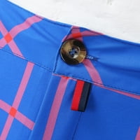 ;/ Muške Casual hlače za zabavu s kariranim printom, rastezljive hlače s džepovima, plave;