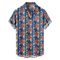 4. srpnja Muška havajska majica s nacionalnom zastavom SAD-a, grafička košulja s ovratnikom, ležerna sportska
