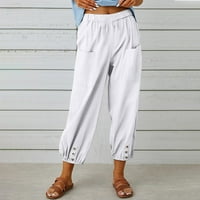 Jednobojne sportske hlače s kravatom za žene Plus size hlače za vježbanje casual široke hlače s džepovima