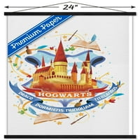 Čarobni svijet: Hari Potter-Šarmantni plakat za zaključavanje Hogvarts u drvenom magnetskom okviru, 22.375 34