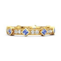 0. Karatni prirodni Okrugli tanzanit Sterling Silver Gold number ženski prsten
