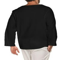 Muška košulja od tunike u džepnom kroju, Ležerne košulje, jednobojni vrhovi s dugim rukavima Za odmor, Crna