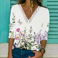 Košulje za žene čipkaste čipke dugi rukavi bluza s V-izrezom casual vrhovi