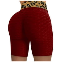 Ženske besprijekorne kratke hlače leopard print za kontrolu trbuha visokog struka Stretch Pleak Booty Yoga Gym