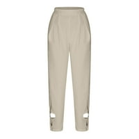 MAFYTYTPR Ljetne hlače za žene trendovske ljetne ležerne labave pamučne i lanene džepne hlače hlače hlače