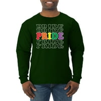 Dugin LGBTK homoseksualni ponos, ponavljajući LGBT ponos, Muška košulja dugih rukava, šumsko zelena, mala