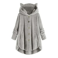 Aufmer jesen i zimska odjeća kardigan džemperi Žene plus gumb plišani vrhovi s kapuljača labava kardigan vuna