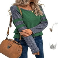 Ležerni puloveri s okruglim vratom u boji s dugim rukavima u zelenoj boji, Ženski džemperi
