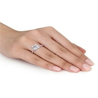 3- Carat T.G.W. Moissanite i Carat T.W. Dijamantni 14K zaručnički prsten bijelog zlata