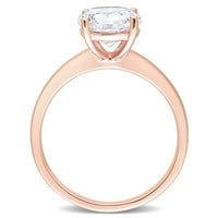 Miabella Women's 2-karat stvorio je bijeli sapphire 10kt ružičasti zlatni prsten