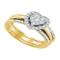 Dijamantna princeza od žutog zlata od 14 karata s dijamantnim srcem za mladence zaručnički prsten