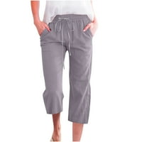 Ženske vučne hlače za elastične struke s džepnim modom ležerne labave hlače pamučne platnene duge maslačke za