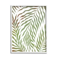 Valoviti zeleni botanički listovi Botanička i cvjetna grafička umjetnost bijela uokvirena umjetnička print zidna