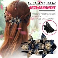 Ertutuyi Rhinestone dvostruka cvjetna kopča za kosu, fleksibilni izdržljivi biseri dizajn žena kosa kosa dovetail