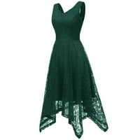 Ženske haljine V-izrez čvrste haljine bez rukava srednjeg dužine fit & flare haljine zelene m