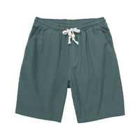 Muške lanene casual kratke hlače klasičnog kroja, ljetne kratke hlače za plažu prozračne s vezicama s džepom