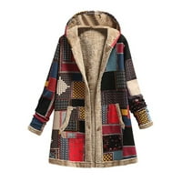 Fanxing Weekly Deals Women Fall Winter Fleece Jacke kaputa Vintage Print Slučajna kapuljača s kapuljačom Twishirts