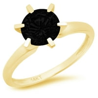 14k crno prirodno žuto zlato okrugli vjenčani prsten, veličina 8,25