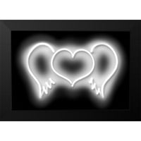 Carr, Hailey Black Modern Framed muzejski umjetnički tisak pod nazivom - Neonska srca Wings WB