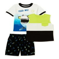 Ganimals Baby Boy & Toddler Boy majica, tenk i kratke hlače Mi & Match Outfit Set, 3-komad, 12m-5T