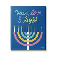 Stupell Industries Peace Love & Light povremeni odmor Hanukkah Menorah Grafička umjetnička galerija omotana platna