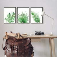 Stupell Industries Green Lice Modern Green Tropical Palm obožavatelji grafičke umjetnosti Black Framed Art Print