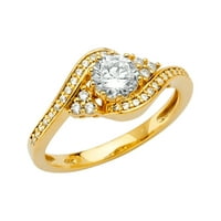 Zaručnički prsten od punog žutog zlata od 14 karata s kubičnim cirkonijem, veličina 5