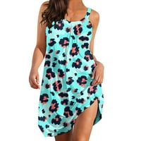Ženske ljetne haljine bez rukava Halter Mini haljine leopard print swing plaža Sundress Večernje haljine za jesenski