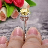 1. Karatni jastuk šampanjca Dijamantni zaručnički prsten Moissanite na 10k halo bijelog zlata