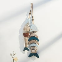 Ljuljajući ukras, drveni ukras ribe, viseće riblje zvono, ručno izrađeni zidni ukras ribe za morsku temu, temu