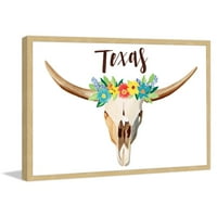 Texas cvjetni longhorn uokviren tisak slikarstva