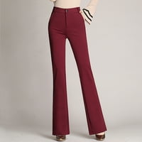 Ženske hlače Plus size, ženske radne casual hlače Plus size flare Radne hlače visokog struka, crvene ae