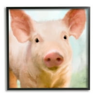Stupell Industries Raigful Pink Landrace Pig Closeupov portret slika, 30, dizajn Kim Allen