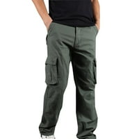 Muške ugodne teretne hlače plus veličine čiste boje mekani pamučni višestruki džep otporan na hlače Zimski zazor