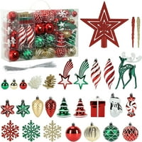 Božićni ukrasi setovi, razbijeni božićni drvci kuglice ukrasi s drvećem gornje zvijezde, lagana lopta, snježna