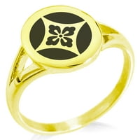 Minimalistički samurajski grb Takahashi od nehrđajućeg čelika s ovalnim vrhom, polirani prsten s pečatom