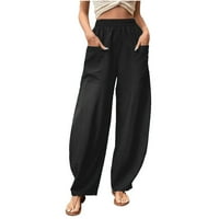 EFSTEB ženska pamučna posteljina labave hlače u trendu vrećaste džepne hlače igrajuće hlače kombinezoni hlače