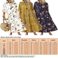 Glonme Ladies Retro Bohemska ljetna plaža Sundress Kaftan Party Duga haljina Pleaded Travel Maxi haljine