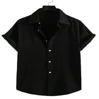 Muški vrhovi majica s reverom Majica na kopčanje ležerna majica široka ležerna ljetna košulja crna majica